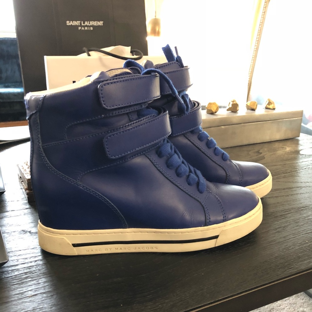 Marc By Marc Jacobs Cobalt Blue Sneaker Wedges 10